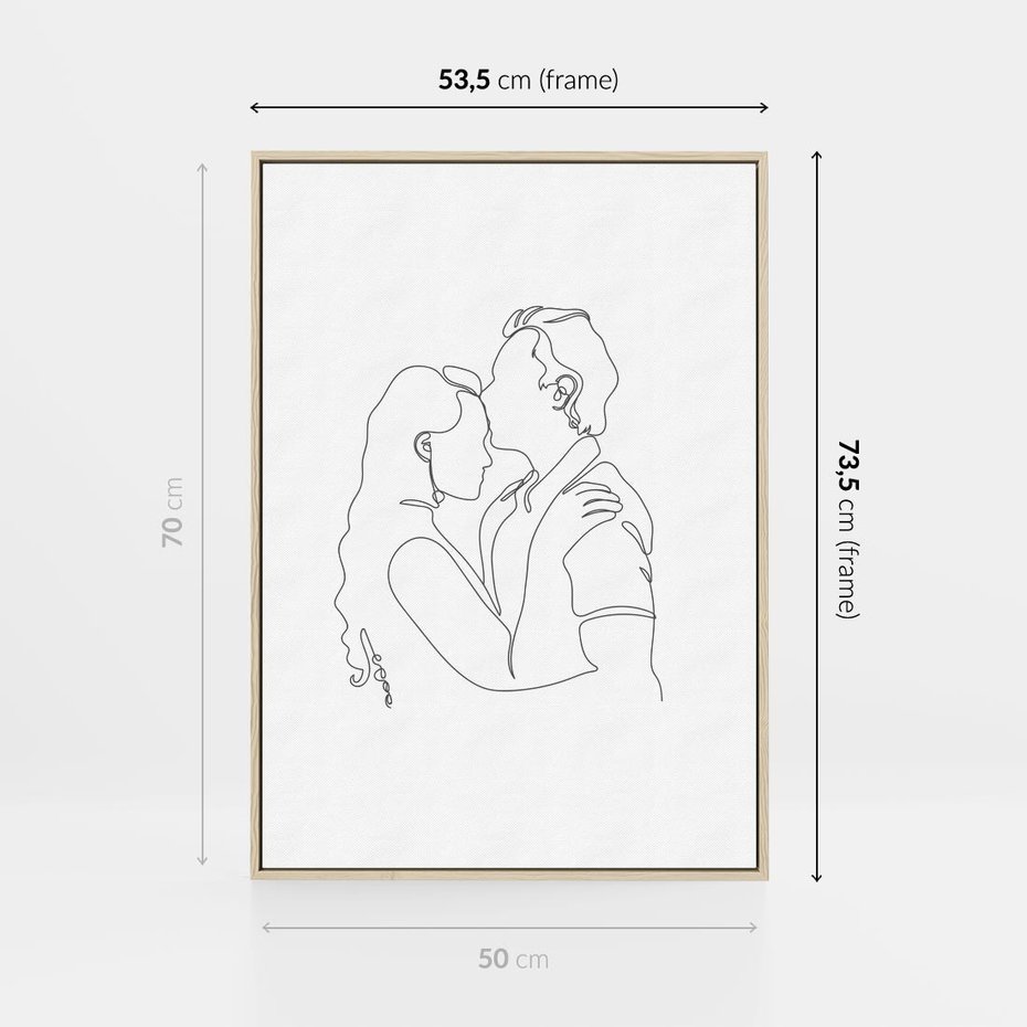 Obraz w ramie 50x70 - Wewnętrzne Emocje - para zakochanych, kobieta i mężczyzna - rama drewno