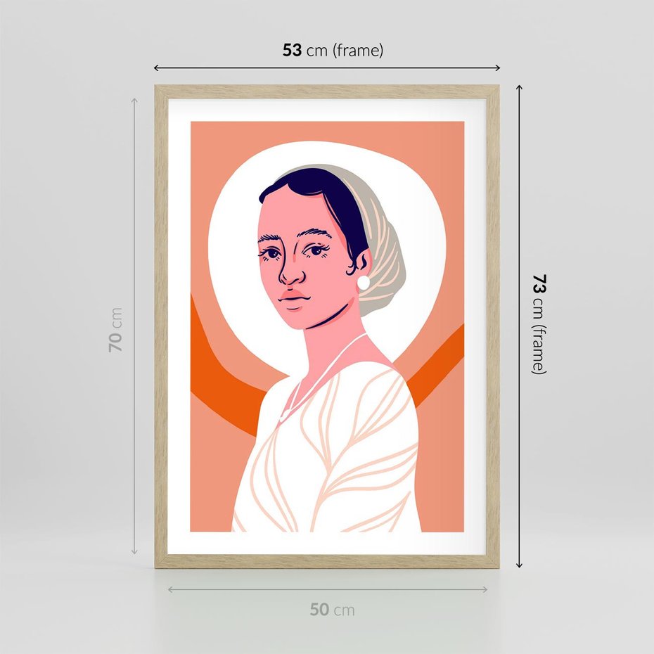 Plakat w ramie 50x70 - Kobieca Harmonia - nowoczesny plakat, styl retro - rama drewno