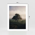 Plakat bez ramy 30x40 - Zamglona Prostota - artystyczna fotografia, samotne drzewo na zamglonej łące