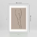 Plakat w ramie 50x70 - Intrygujące Szkice - mnimalistyczny akt kobiecy, beżowa tonacja - rama biała