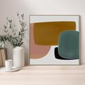 Obraz w ramie 50x50 - Emocje w akwarelach - geometryczne dziwne kształty, turkusowy - rama drewno