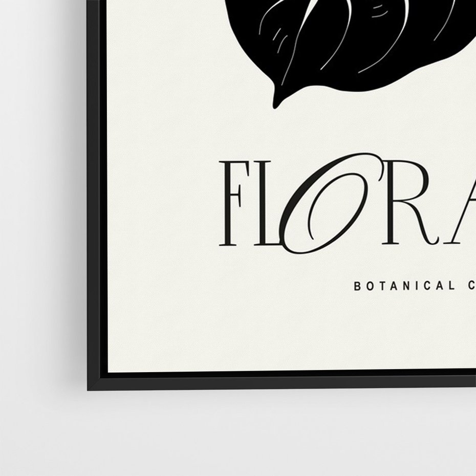 Obraz w ramie 70x100 - Odbicie kwiatowych chwil - kwiaty, typografia - rama czarna