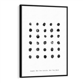 Obraz w ramie 70x100 - Boho Sztuka Wolości - minimalistyczny plakat, czarne kropki na białymtle - rama czarna