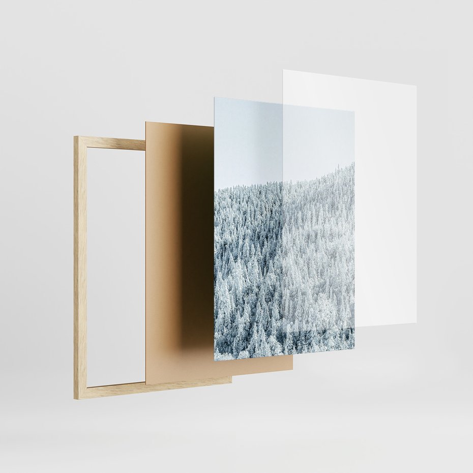 Zestaw obrazy w ramie 30x40 galeria - Zima, górski, domek, śnieg - rama drewno