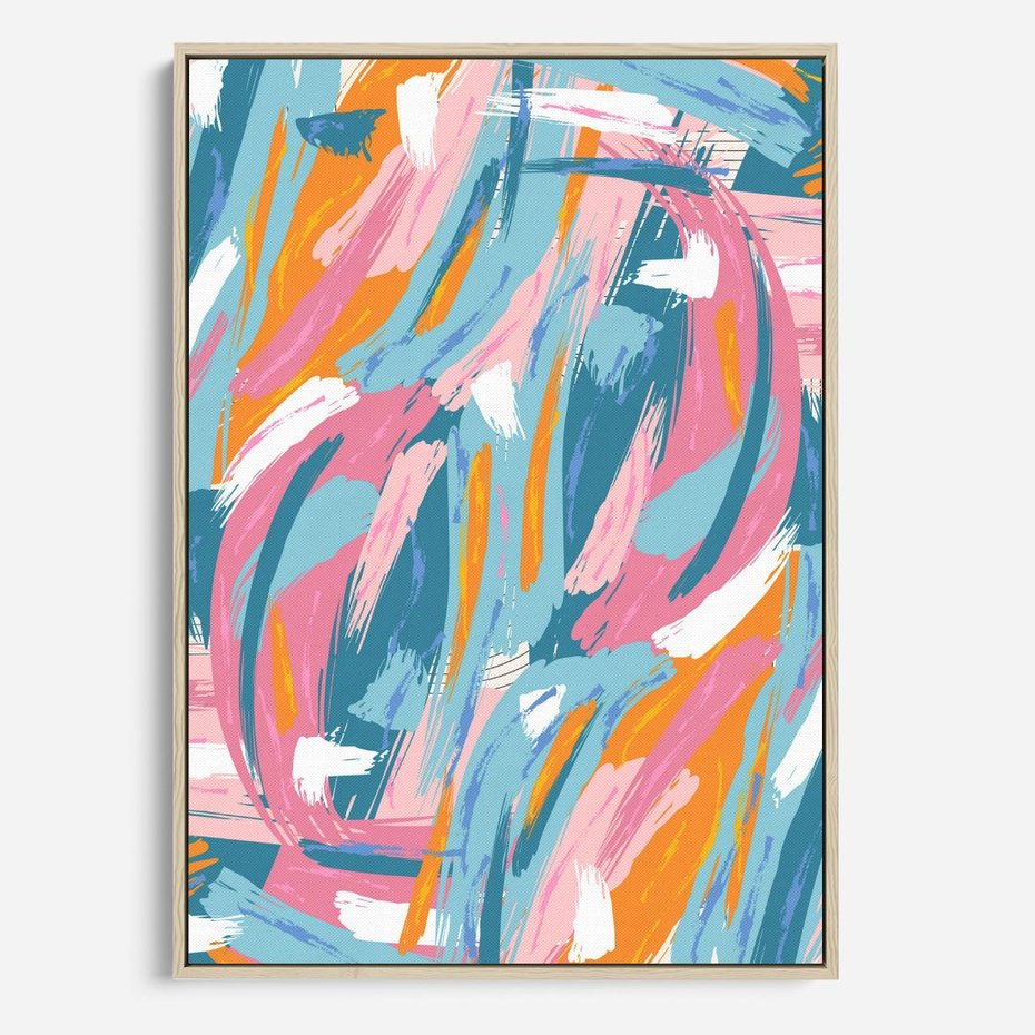 Obraz w ramie 80x120 - Refleksje w krainie abstrakcji - abstrakcja, energiczne pociągnięcia pędzla - rama drewno