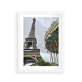 Plakat w ramie 30x40 - Delikatność kolorów - wieża, Eiffla - rama biała