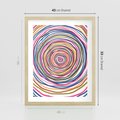 Plakat w ramie 40x50 - Cyrkulująca Harmonia - kolorowe etniczne wzory, tęczowe żywe kolory - rama drewno