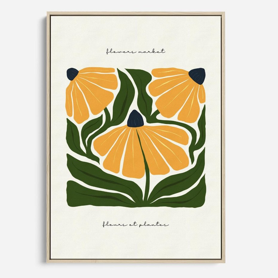 Obraz w ramie 80x120 - Kreatywne Wibracje - sztuka nowoczesna, kolorowe kwiaty - rama drewno