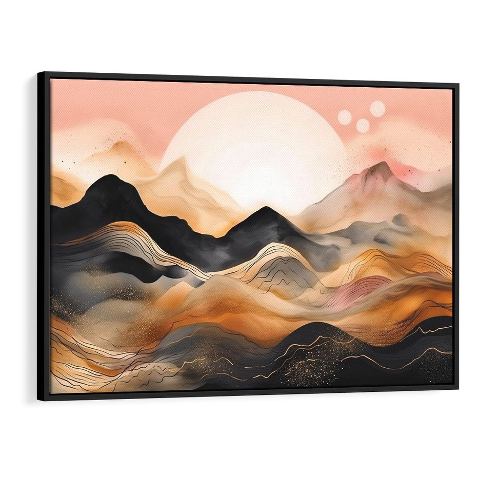 Obraz w ramie 100x70 - Grafika Zachodu - nowoczesna grafika, odcienie pastelowe - rama czarna