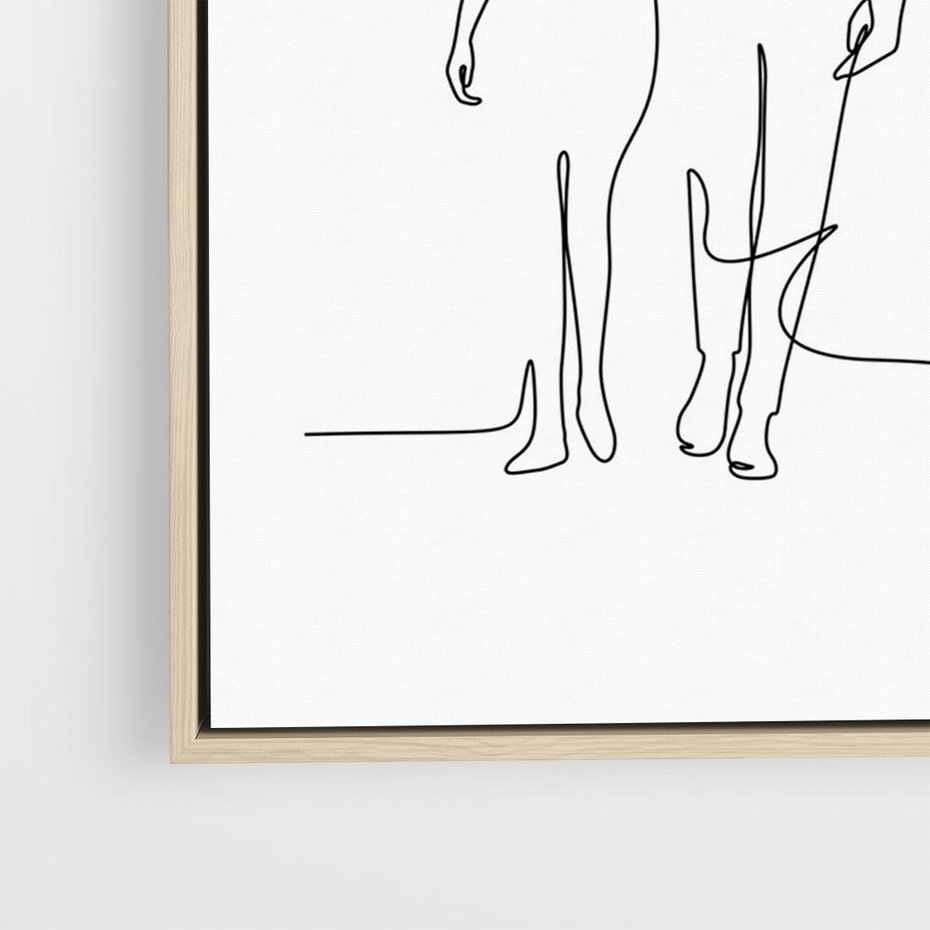 Obraz w ramie 120x80 - Wspólne Kroki - line art, szkic - rama drewno