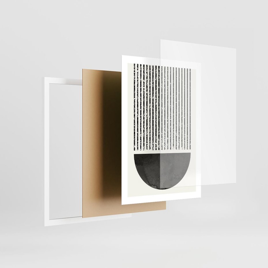 Plakat w ramie 50x70 - Taniec Impulsów - abstrakcyjne czarno białe formy, minimalizm - rama biała