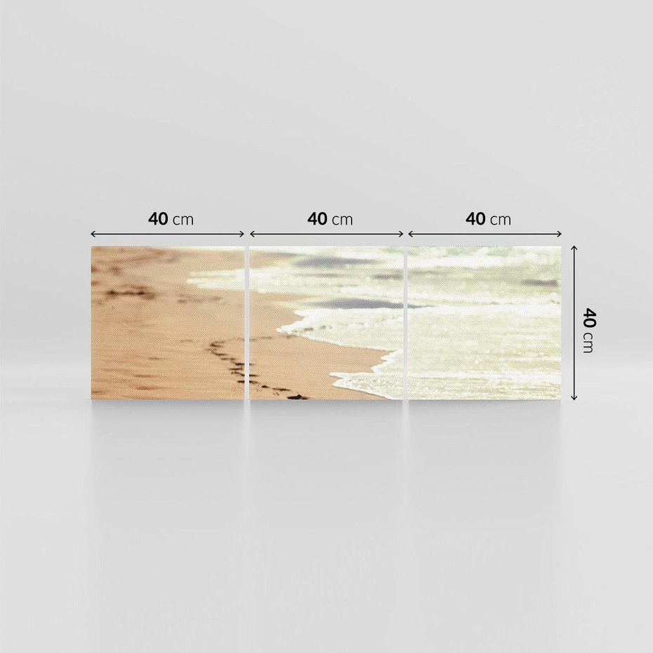 Obraz na płótnie 120x40 - Ślady stóp na plaży - plaża, ślady