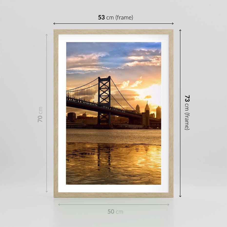 Plakat w ramie 50x70 - Most w mieście - most, miasto - rama drewno