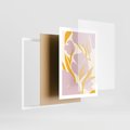 Plakat w ramie 50x70 - Migocące Wibracje - abstrakcyjne kwiaty, pastelowe kolory - rama biała