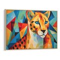 Obraz w ramie 120x80 - Dzikie Piękno - abstrakcyjny portret geparda, intensywne kolory - rama drewno