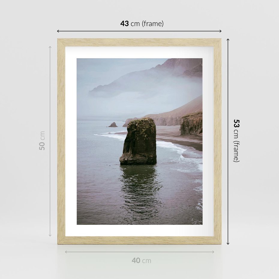 Plakat w ramie 40x50 - Północna Dzikość: Skaliste Klify nad Morzem - skały, klify - rama drewno