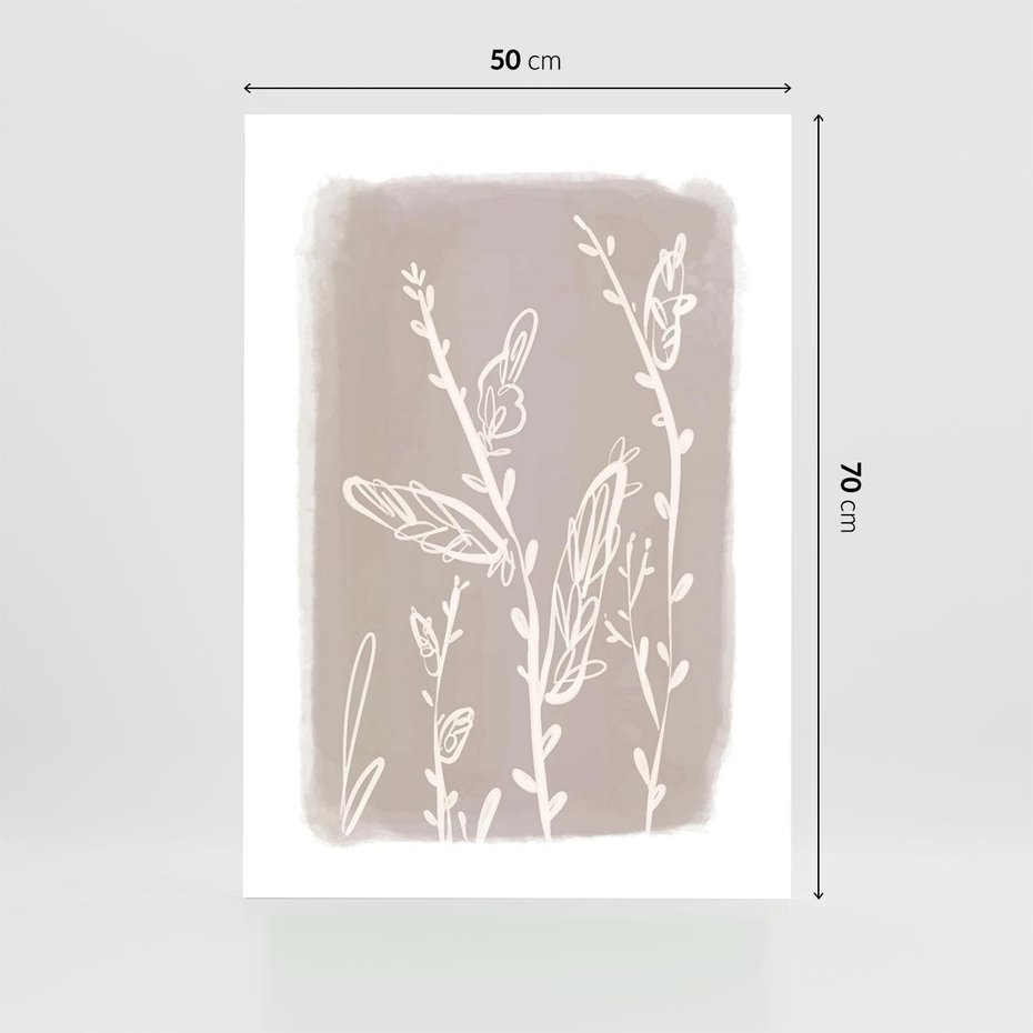 Plakat bez ramy 50x70 - Roślinne Przeniknięcia - nowoczesny subtelny plakat, beżowy