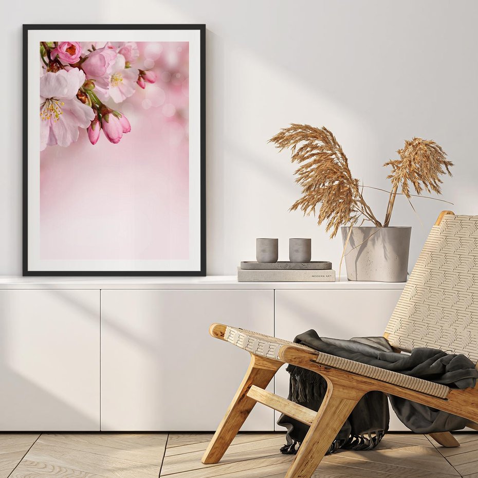 Plakat bez ramy 50x70 - Kwitnąca wiśnia: delikatność natury - kwitnąca, wiśnia
