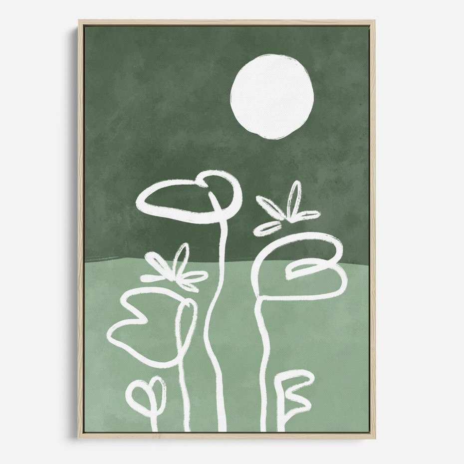 Obraz w ramie 50x70 - Wibracje Naturalnej Równowagi - zielony plakat, roślinne inspiracje - rama drewno