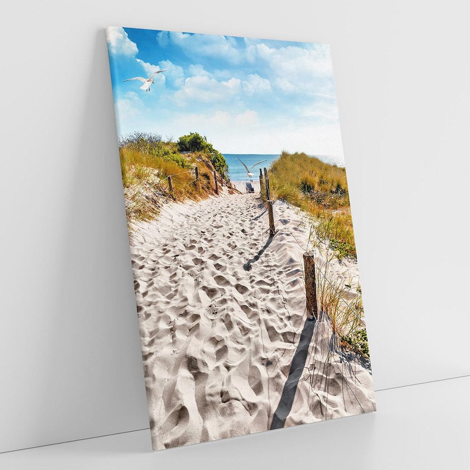 Obraz na płótnie 70x100 - Mewy nad Morzem - plaża, mewy