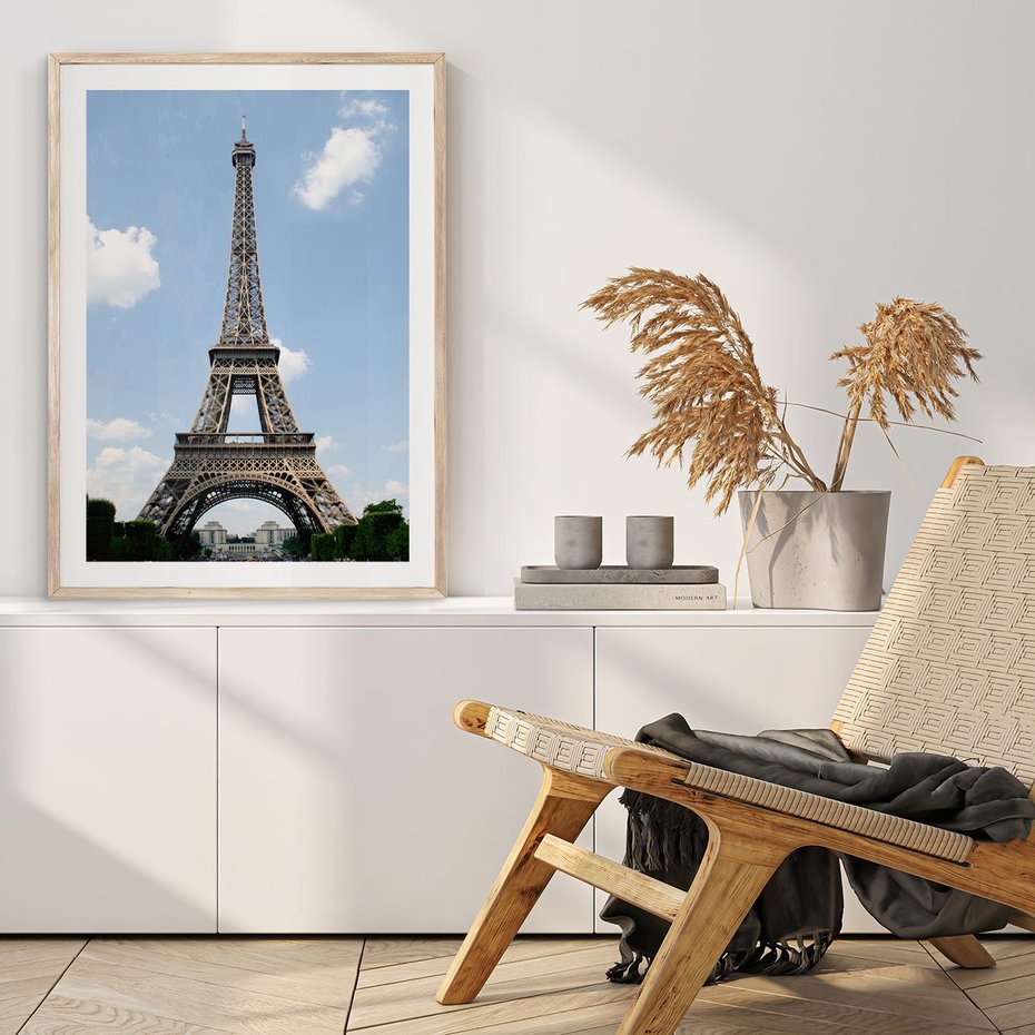Plakat w ramie 50x70 - Paryż z wieżą Eiffla - Eiffla, Paryż - rama drewno