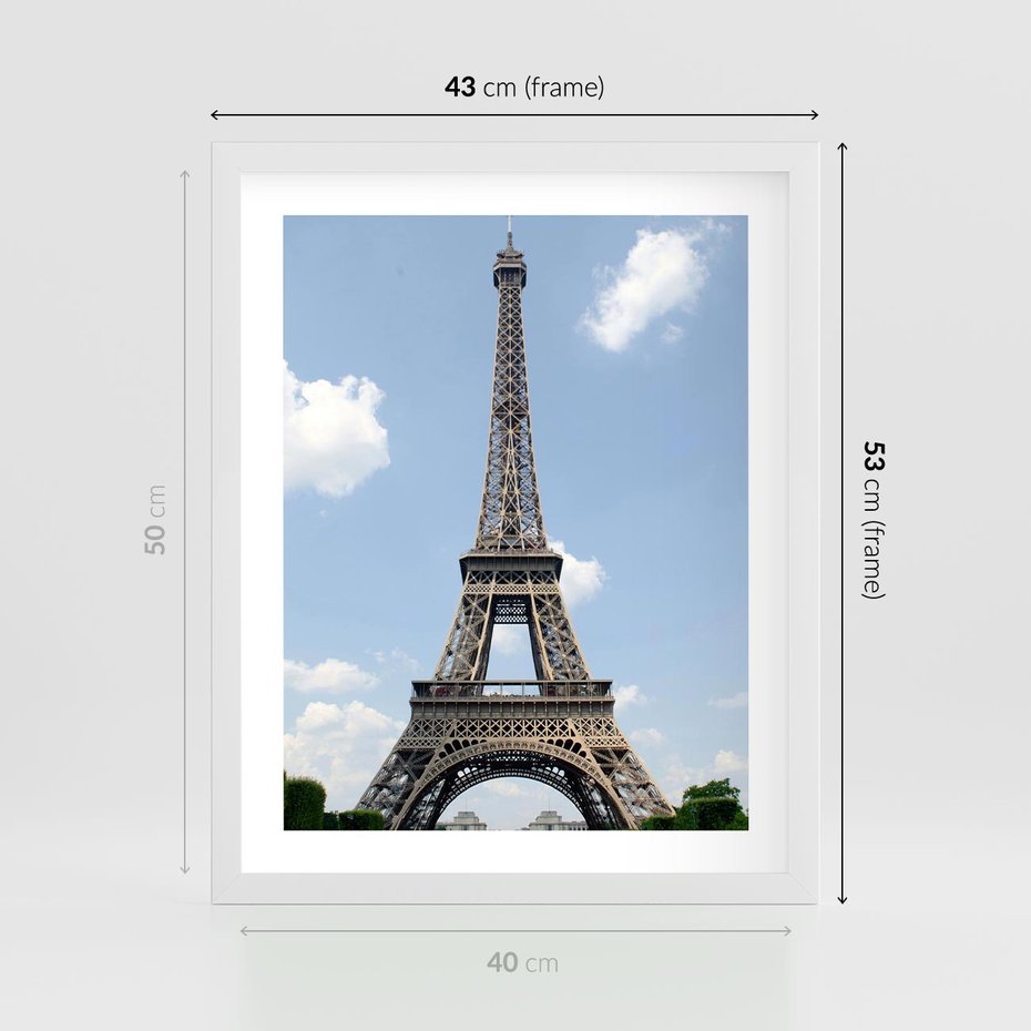 Plakat w ramie 40x50 - Paryż z wieżą Eiffla - Eiffla, Paryż - rama biała