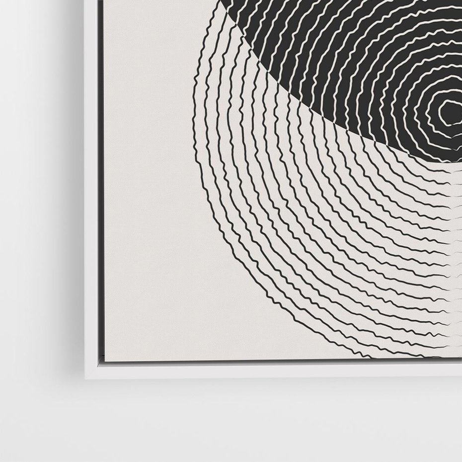 Obraz w ramie 80x80 - Boho Przenikanie Uroku - abstrakcyjna kompozycja, okręgi - rama biała