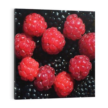 Obraz na płótnie 40x40 - Maliny Soczysta Eksplozja - maliny, owoce