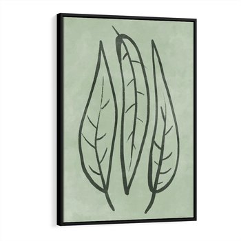 Obraz w ramie 70x100 - Energetyczne Ekspresje Natury - zielony plakat, roślinne motywy - rama czarna