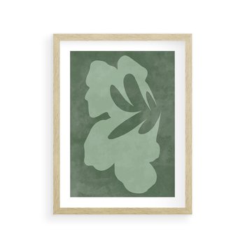 Plakat w ramie 30x40 - Kształty Zieleni - abstrakcyjny kształt, zielony plakat - rama drewno