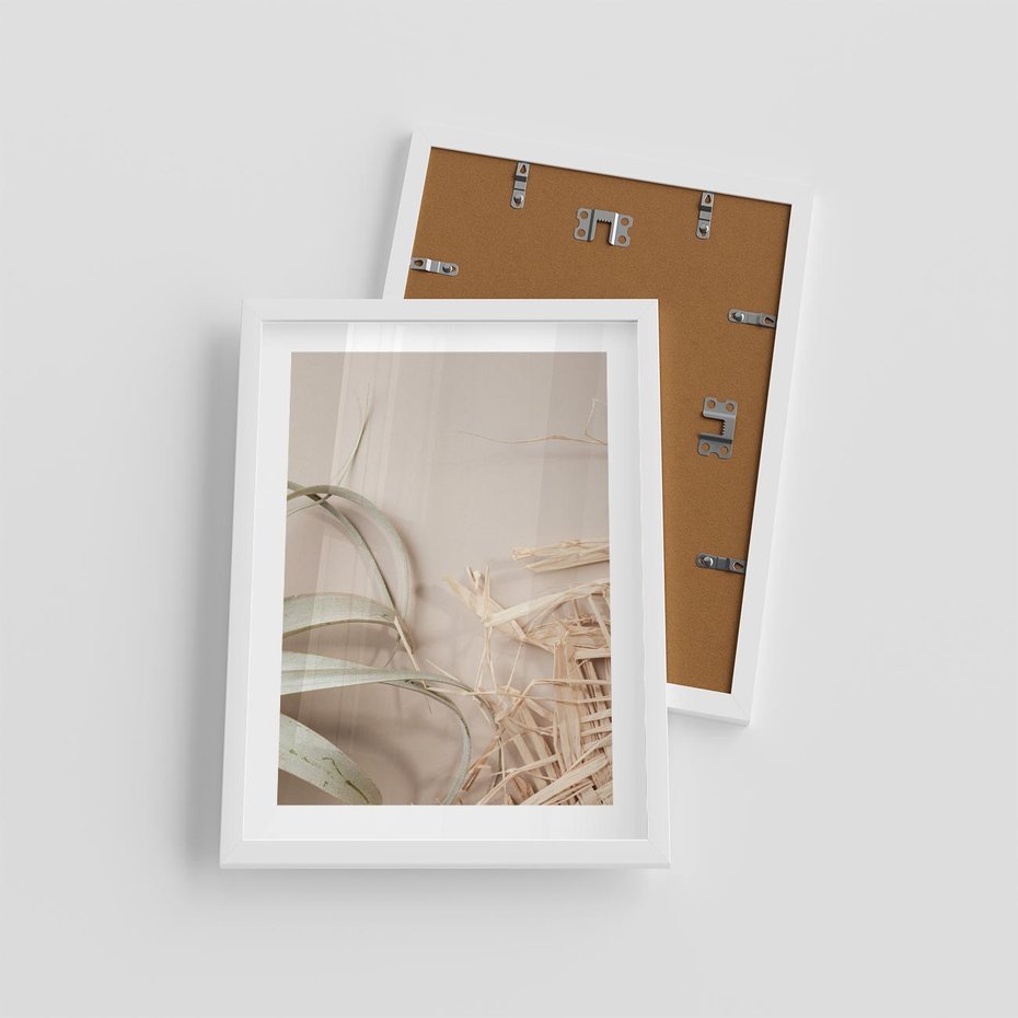 Plakat w ramie 30x40 - Boho urok suchych liści - suche, liście - rama biała