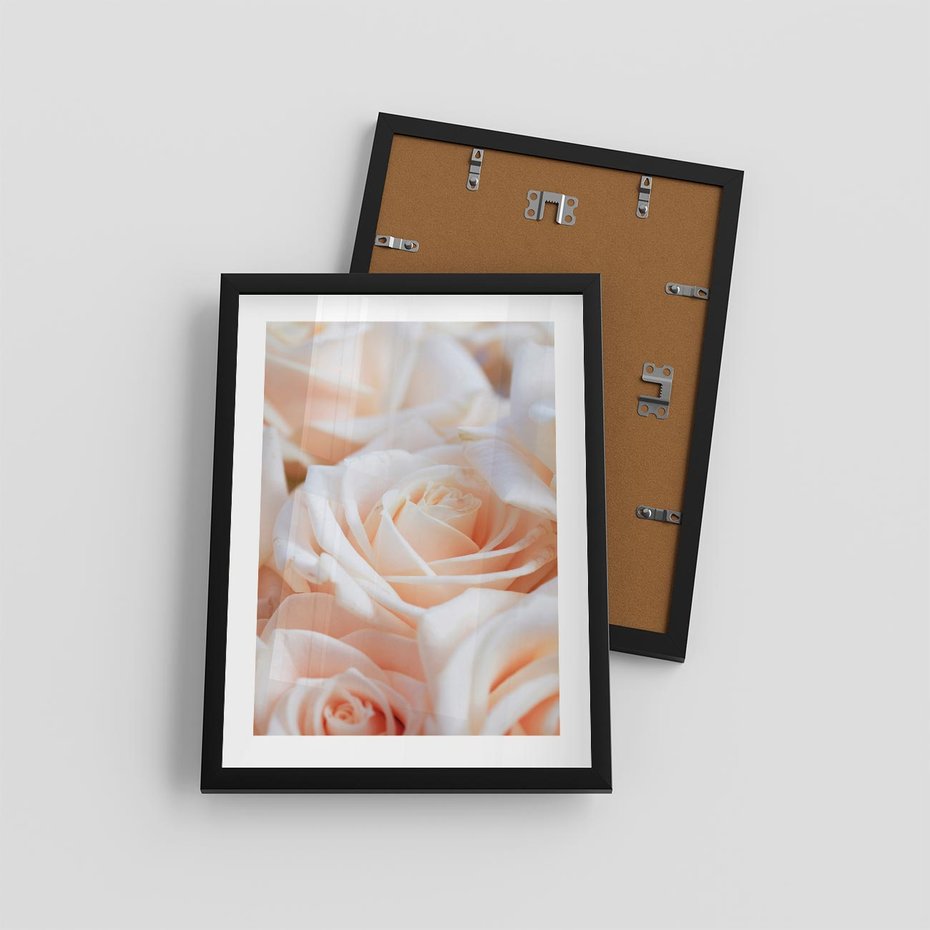 Plakat w ramie 30x40 - Aromatyczna Piękność - płatki herbacianej róży, kwiaty - rama czarna