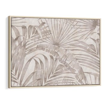 Obraz w ramie 120x80 - Odsłonięte liściowe wspomnienia - monochromatyczne, kolory sepii - rama drewno