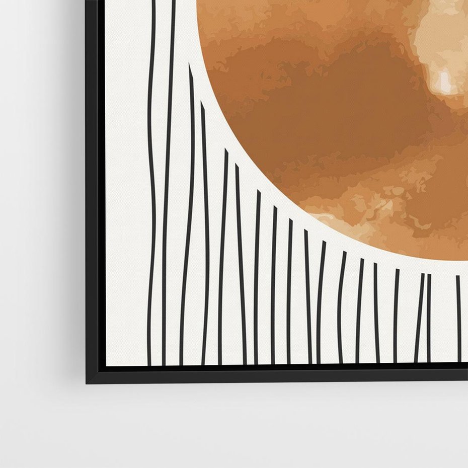 Obraz w ramie 50x50 - Eteryczne Krągłe Echa - boho obraz, geometria - rama czarna