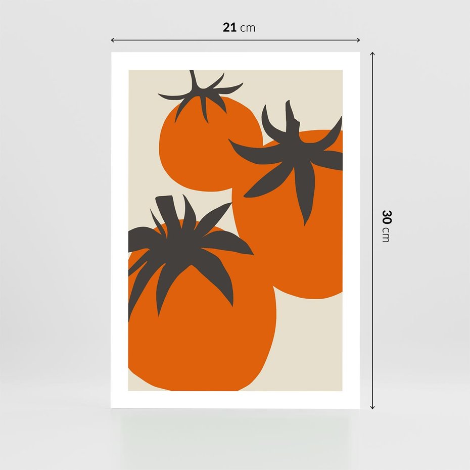 Plakat bez ramy 21x30 - Jadalne Kształty - nowoczesny plakat do kuchni, pomidory