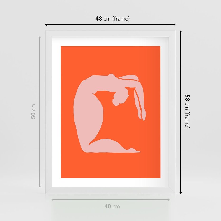 Plakat w ramie 40x50 - Antyczna Godzina - abstrakcja, kobieca sylwetka - rama biała