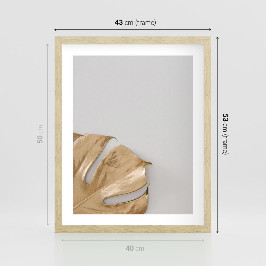 Plakat w ramie 40x50 - Natury Szlachetność - złote, liście - rama drewno