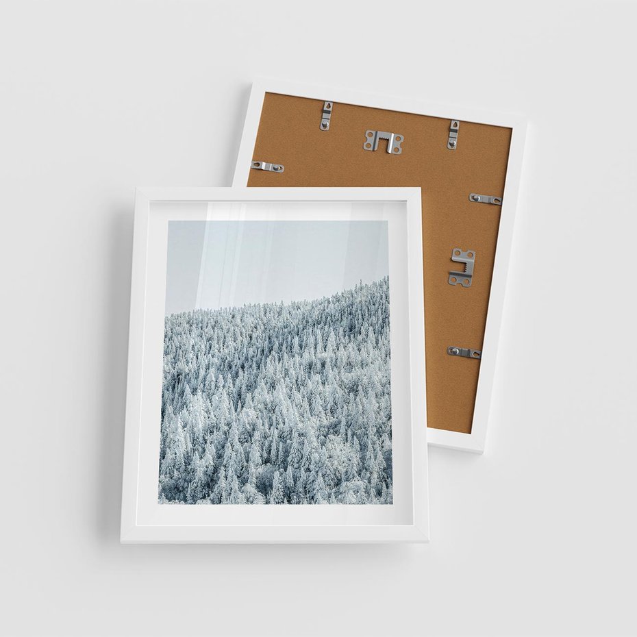 Plakat w ramie 40x50 - Cicha Zima - las, zima - rama biała