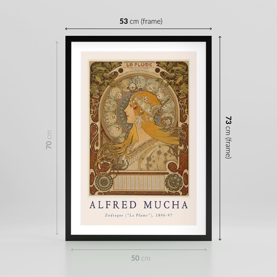 Plakat w ramie 50x70 - Mucha: Reprodukcja i Typografia na Plakacie - reprodukcja, alfons mucha - rama czarna