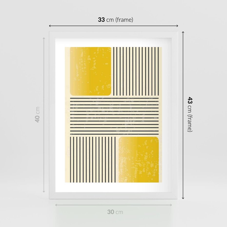 Plakat w ramie 30x40 - Geometria w Ruchu - geometria, proste linie - rama biała