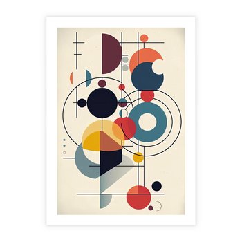 Plakat bez ramy 21x30 - Rozbijające Barwne Granice - abstrakcyjna geometryczna kompozycja, koła linie