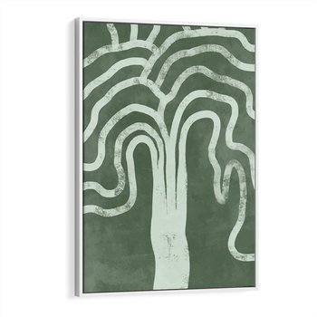 Obraz w ramie 70x100 - Inspirujące Zawiłości Zieleni - abstrakcyjny kształt, zielony plakat - rama biała