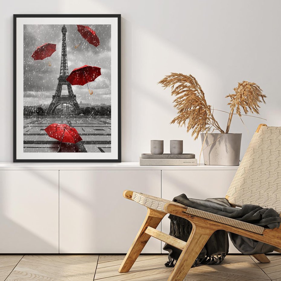 Plakat bez ramy 50x70 - Czarno-biała magia Eiffla - Eiffla, Paryż