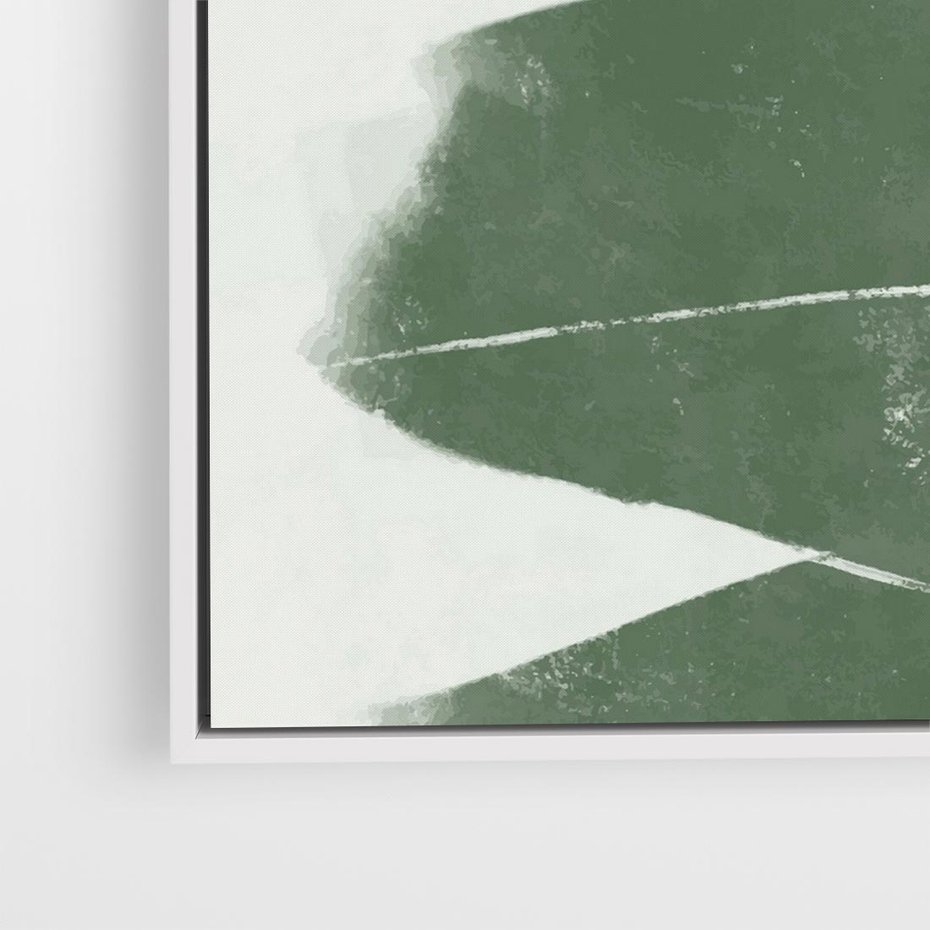 Obraz w ramie 50x50 - Zielone Refleksje - abstrakcja, zgaszony zielony kolor - rama biała