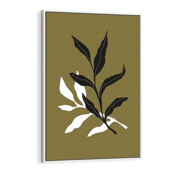 Obraz w ramie 70x100 - Wewnętrzne Odsłony - liście, gałązki - rama biała