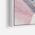 Obraz w ramie 50x50 - Kontrastujący Ruch Emocji - abstrakcyjne pasy farby, kolory róż szary czarny - rama biała
