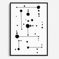 Obraz w ramie 50x70 - Nocne Zawirowania - abstrakcyjny plakat, czarne kropki i kreski - rama czarna