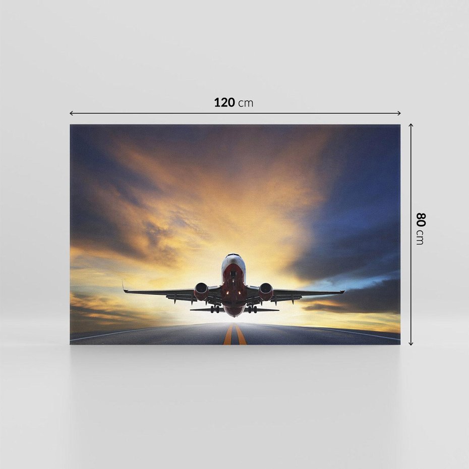 Obraz na płótnie 120x80 - Podróż samolotem w pejzaż - samolot, podróż