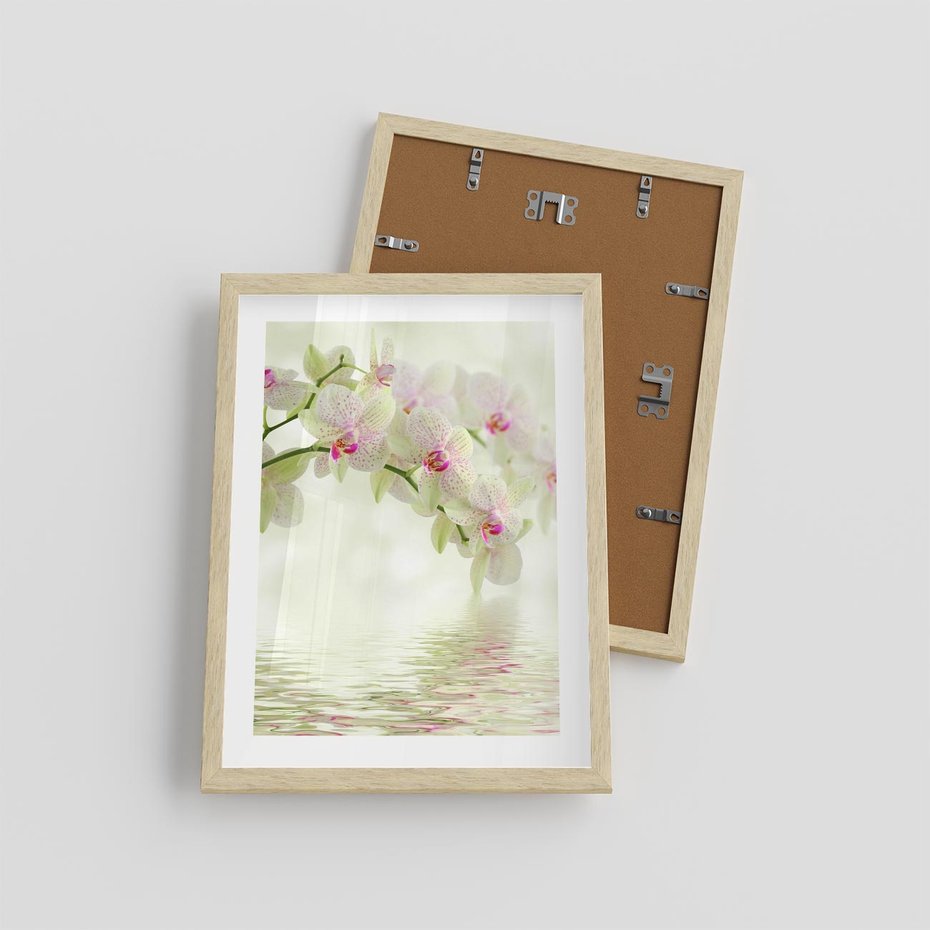 Plakat w ramie 30x40 - Orchidea w Spa - orchidea, kwiaty - rama drewno
