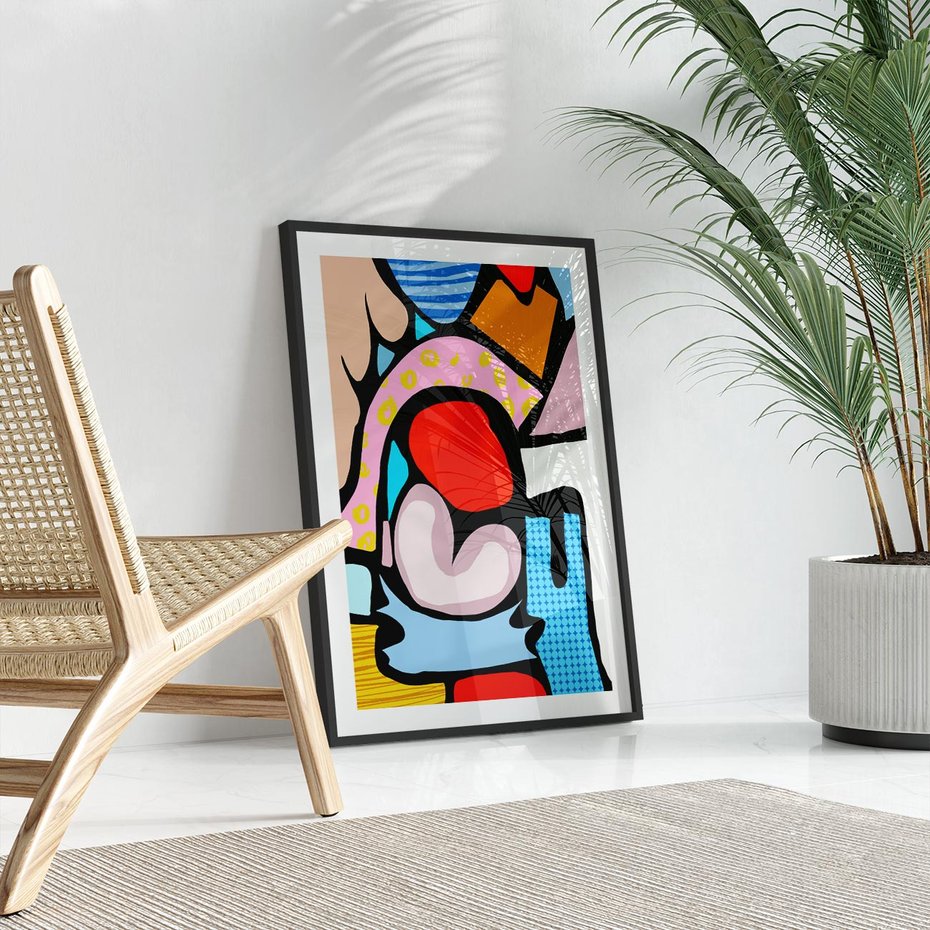 Plakat bez ramy 50x70 - Czarny Komiks - abstrakcyjne formy, komiksowy styl